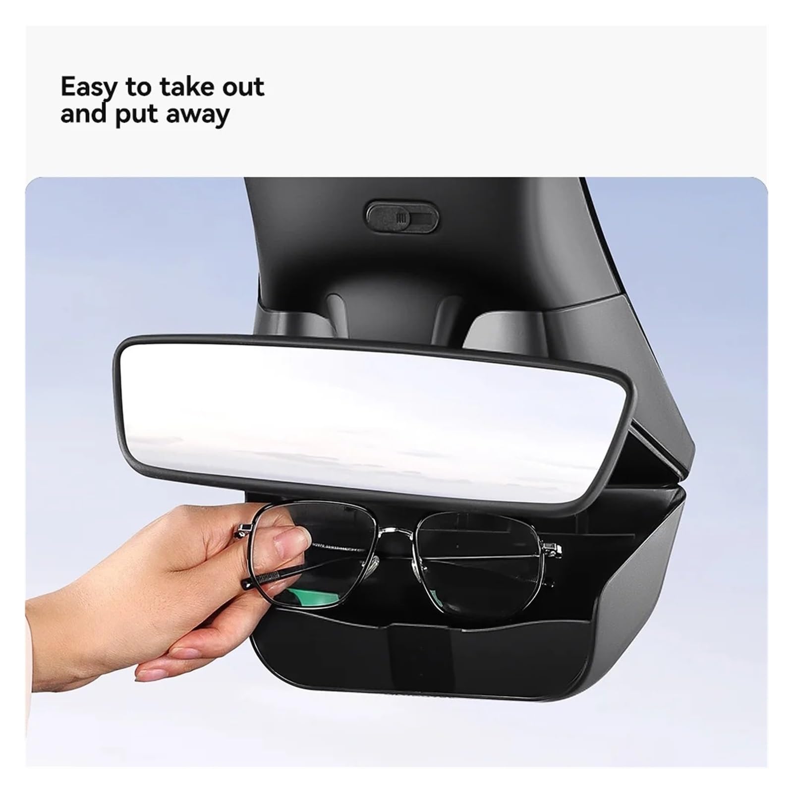 Estuche Sol Coche para Tesla para Model Y para Juniper 2025-2026 Estuche para Gafas De Coche Soporte Sol Caja Almacenamiento Retrovisor Flocado Interno Soporte Gafas Coche