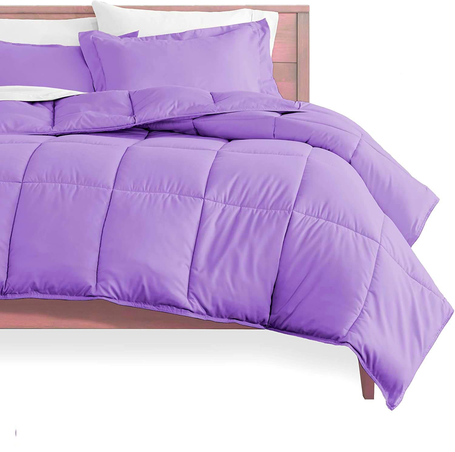 Dhruvi Bedding Soft King Comforter Set 1200 Series 7 Piece 500 Lilac King Size Comforter (Comforter + Flat Sheet + Fitted 19
