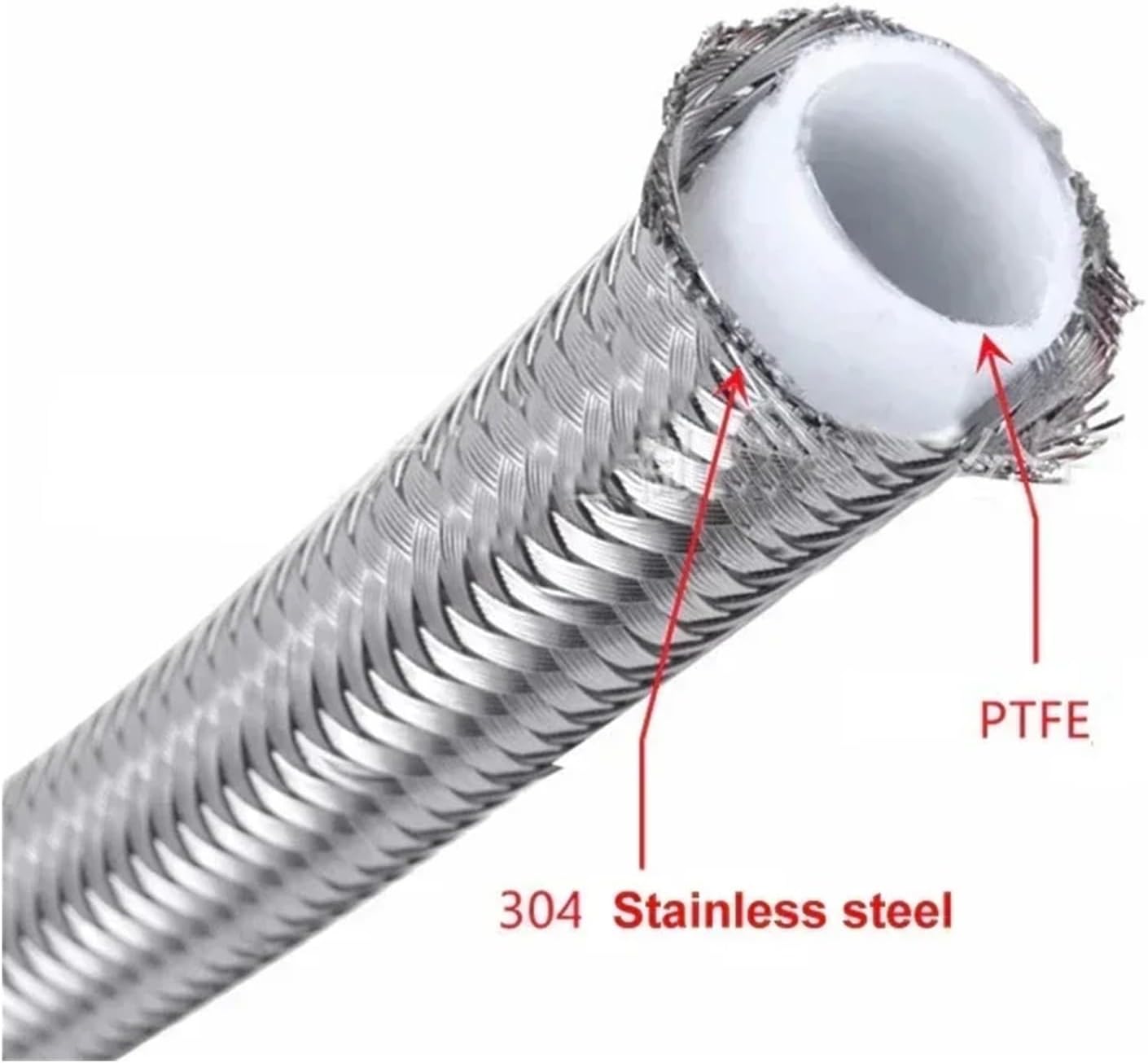 1 Meter AN3 AN4 AN6 AN8 AN10 AN12 Universal Racing Hose 304 Stainless Steel Braided PTFE Brake Hose Fuel Oil Line Cooler Pipe(1M AN4)