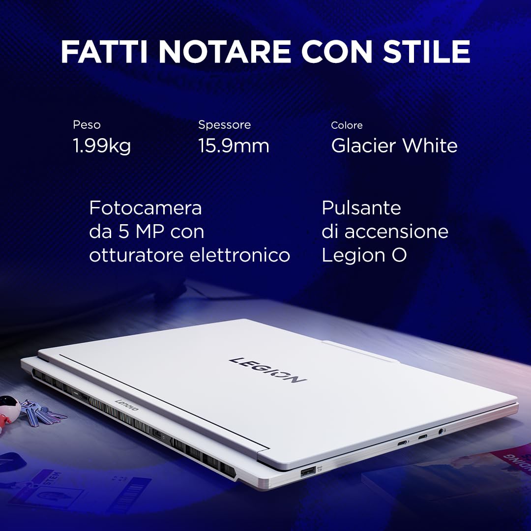 Lenovo Legion 7 Gaming Notebook OLED WQXGA 16" 240Hz, NVIDIA GeForce RTX 5060 8GB, Intel Core Ultra 7 255HX, RAM 32GB, SSD 1T, Windows 11 Home, Tastiera RGB - Laptop Gaming Premium Alte Prestazioni