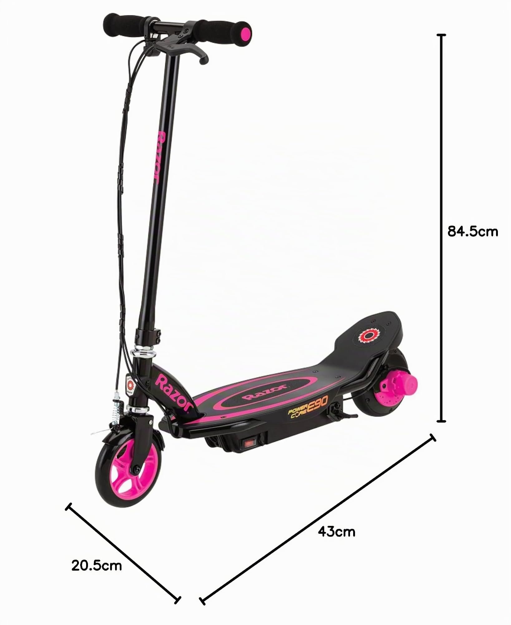 Scooter électrique Razor PowerCore E90 pour les enfants de 8 ans et plus avec une vitesse maximale de 10 mph et une autonomie de 60 minutes, jusqu'à 10 miles d'autonomie, batterie 12V