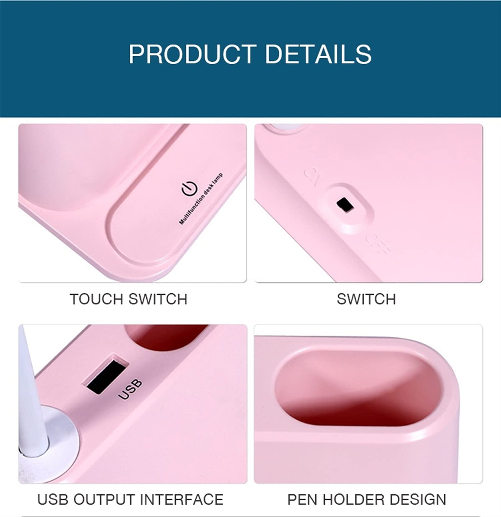 Modern Bedside Light Małe biurko Lampa Dotykowa Regulacja USB Lampka stołowa Lampka pióra Uchwyt z wentylatora Ochrona Lampa uczenia się dla ucznia (Body Color : 1)