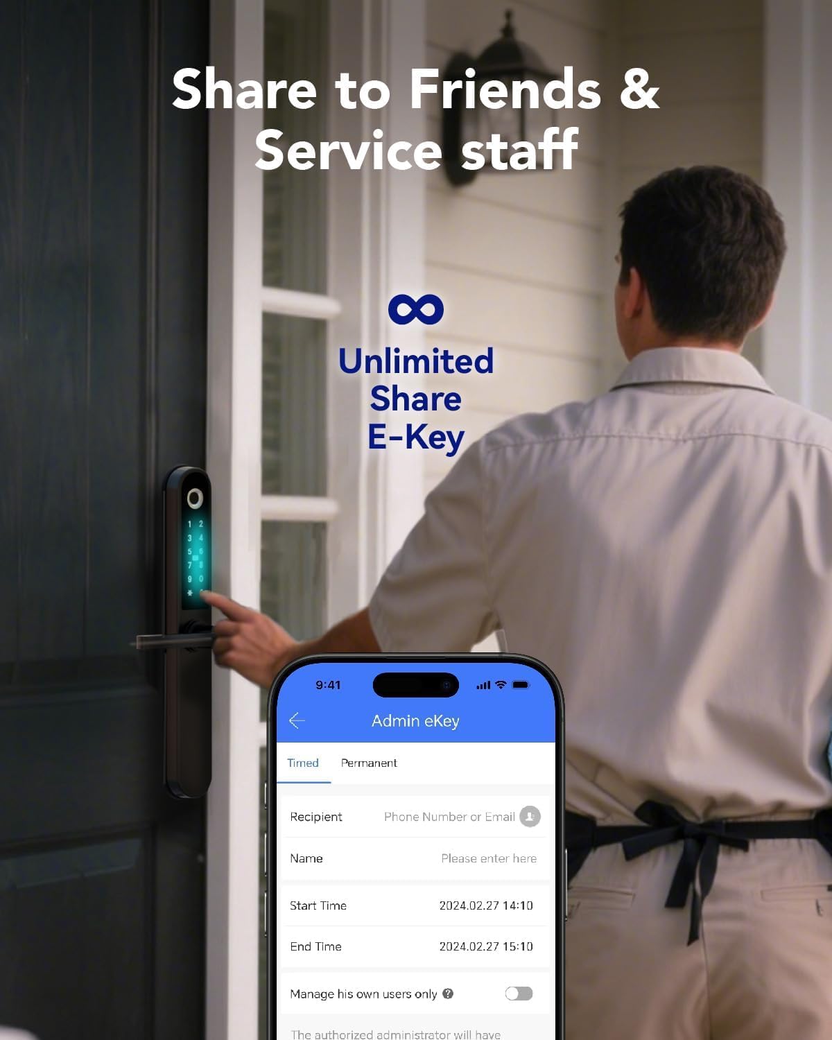 Smart Door Lock, Fingerprint Door Lock with Keypad & App Control, Keyless Entry Door Lock, Auto Lock, Anti-Peep Password, Easy Installation for Front Door Home