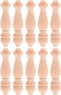 POPETPOP Solid Wood Balusters 10 Pcs Unfinished Wooden Spindles for Porch Railing Craft Projects Furniture Decoration 3.15 Inch