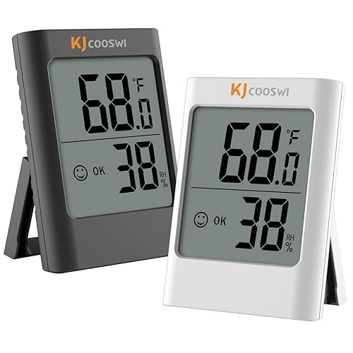 Medidor de humedad paquete de 2 termómetros de interior para el hogar higrómetro digital termómetro de habitación y indicador de humedad con monitor