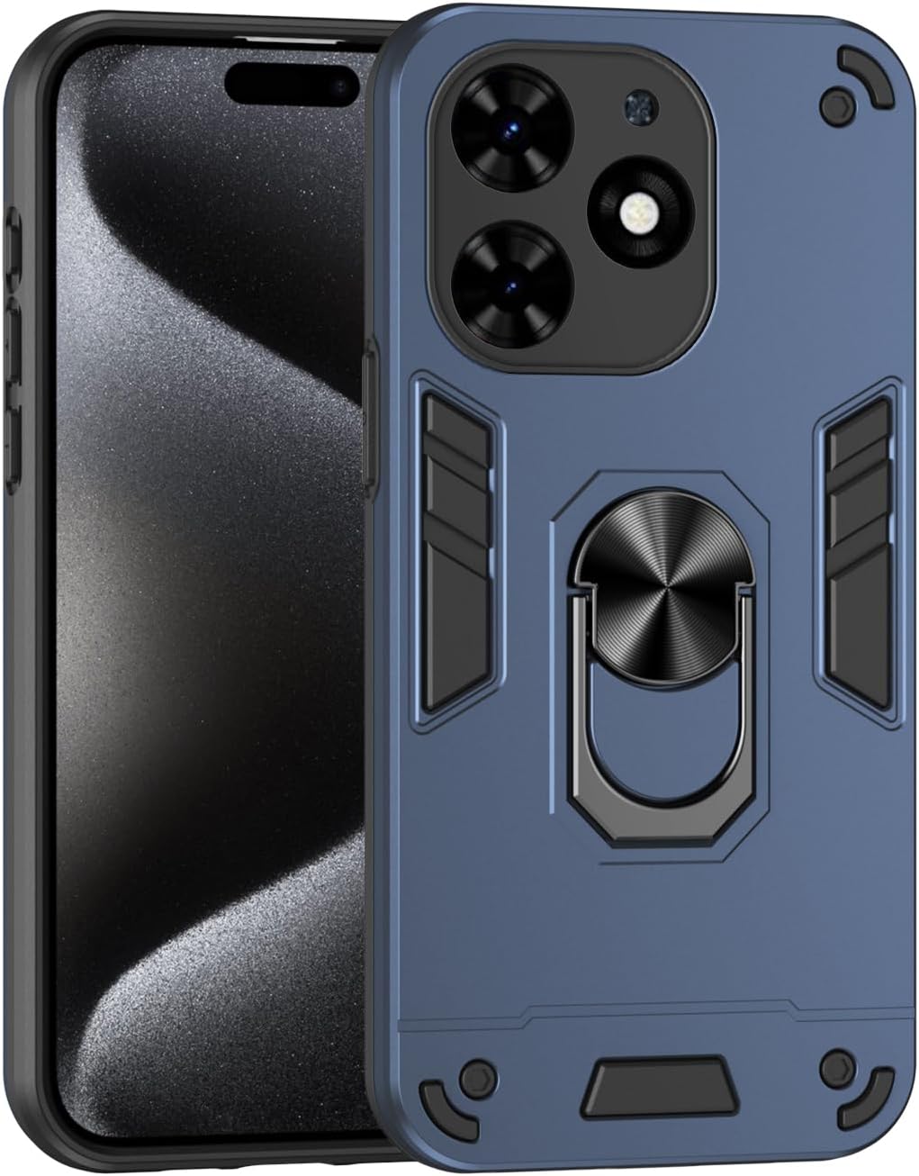 ZORSOME for Tecno Spark GO 2024/Spark 20 Full Protective Case, for Tecno Spark GO 2024/Spark 20 Mult Layer Rugged Shockproof Protective Case with Kickstand,Blue