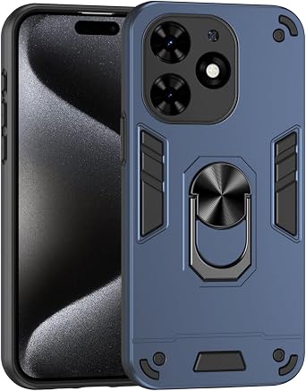 Compatible with Tecno Spark Go 2024 / Spark 20 4G Case,Car Mount Magnetic Stand,Compatible with Infinix Smart 8 4G 2 in 1 Shockproof Camera Protection Case Cover Blue