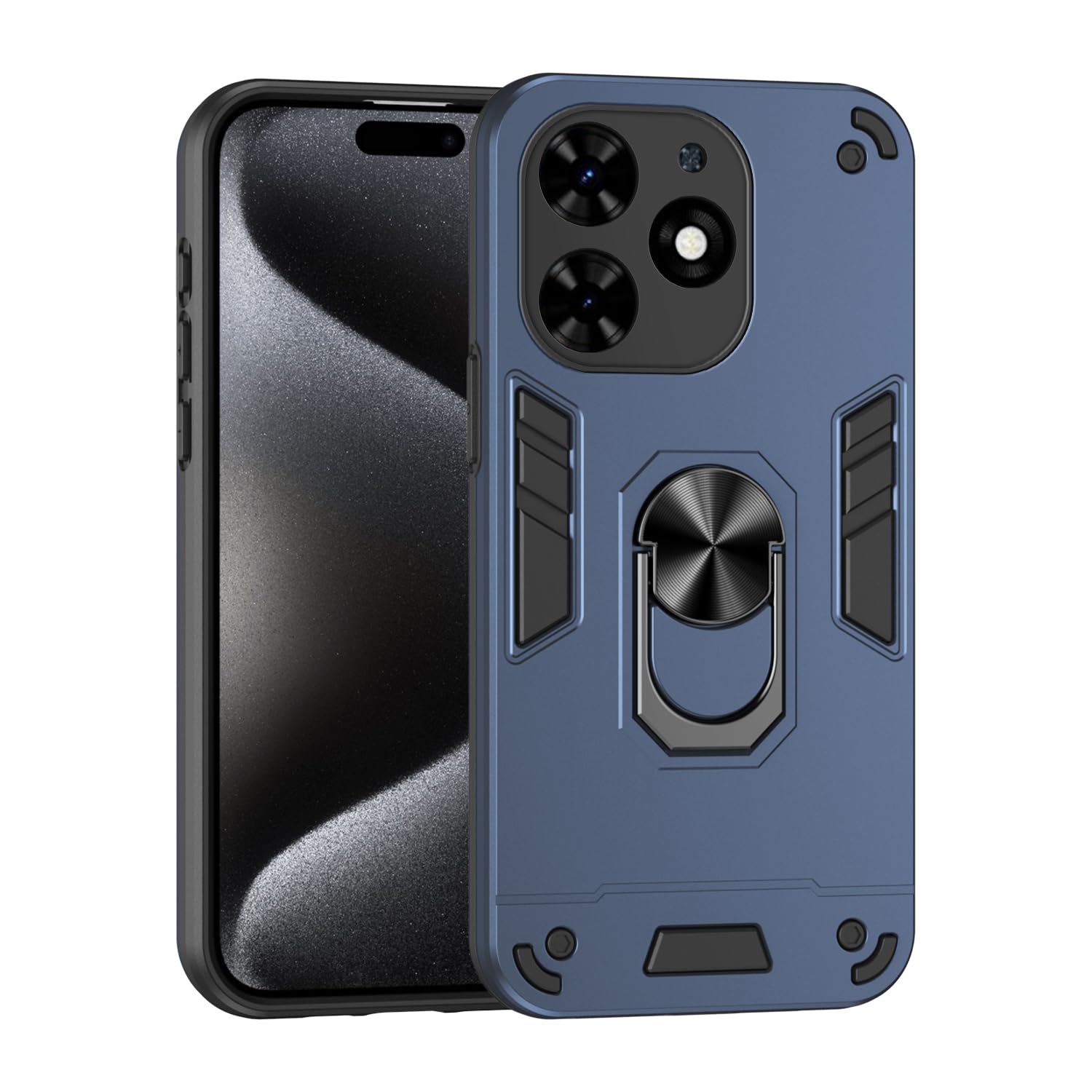 ZORSOME for Tecno Spark GO 2024/Spark 20 Full Protective Case, for Tecno Spark GO 2024/Spark 20 Mult Layer Rugged Shockproof Protective Case with Kickstand,Blue