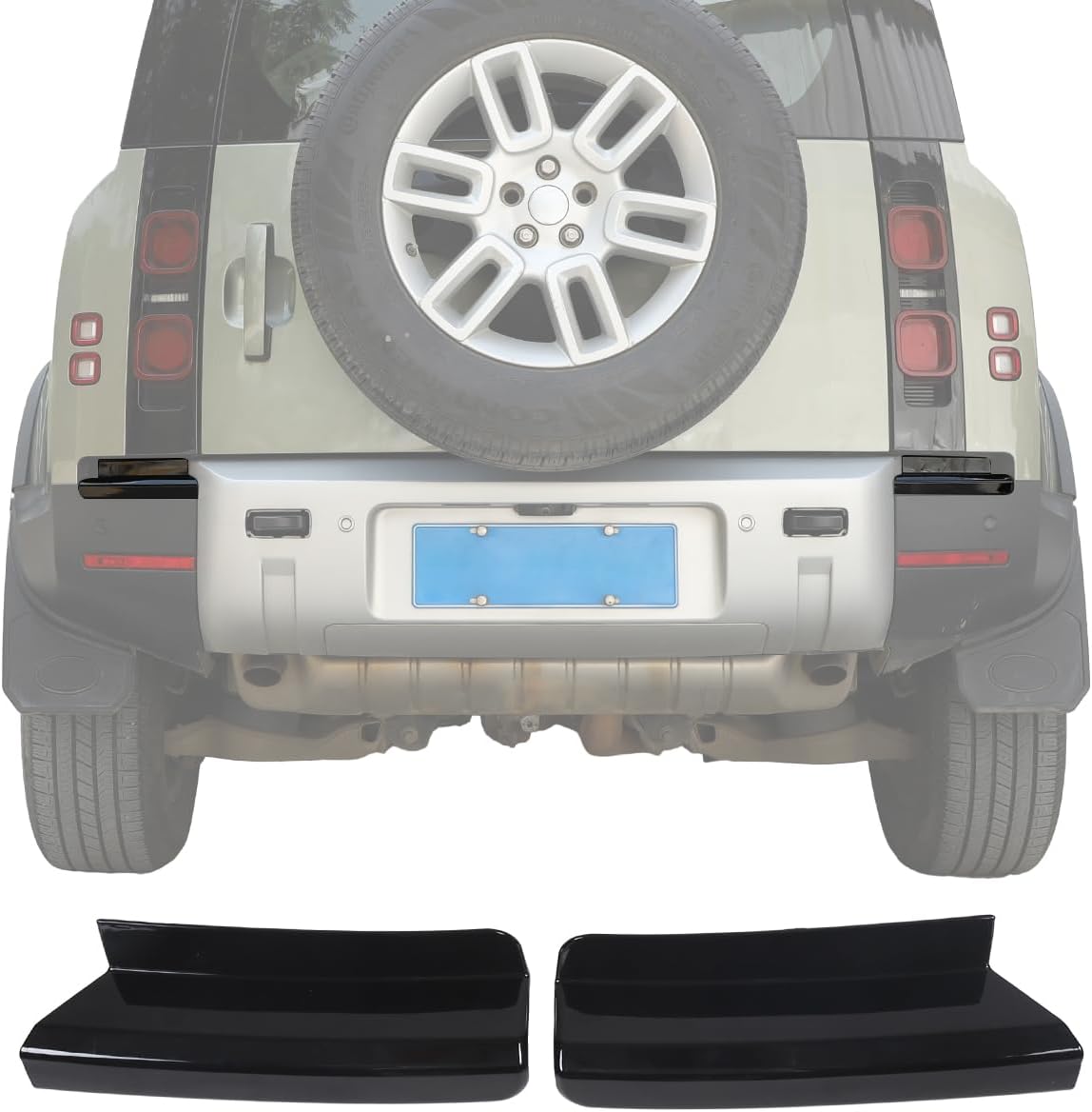 Car Taillight Bumper Both Sides Tail Lights The Underside Decorative Cover Compatible with Land Rover Defender 90 110 130 2020-2024 Rear Bumper Side Panel Trim Cover (Gloss Black)