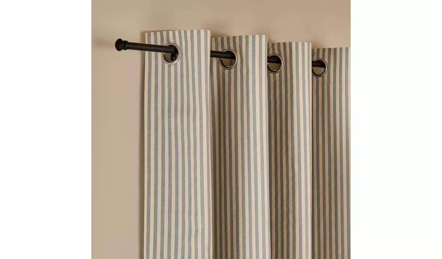 SEGOY Stripe Blackout Eyelet Curtains - Rustic Blue - 229x229cm