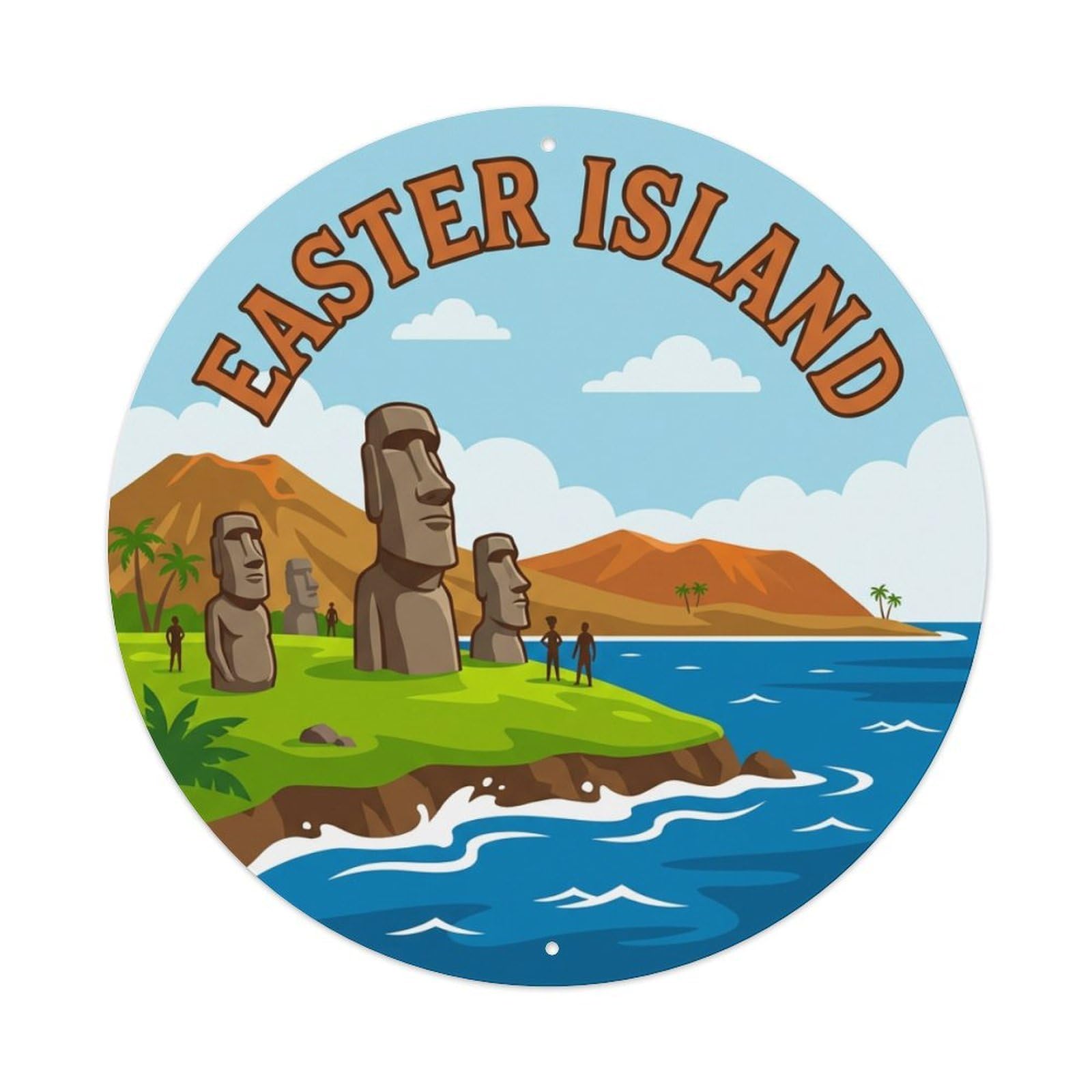 Retro Travel Chile Easter Island Metal Tin Sign