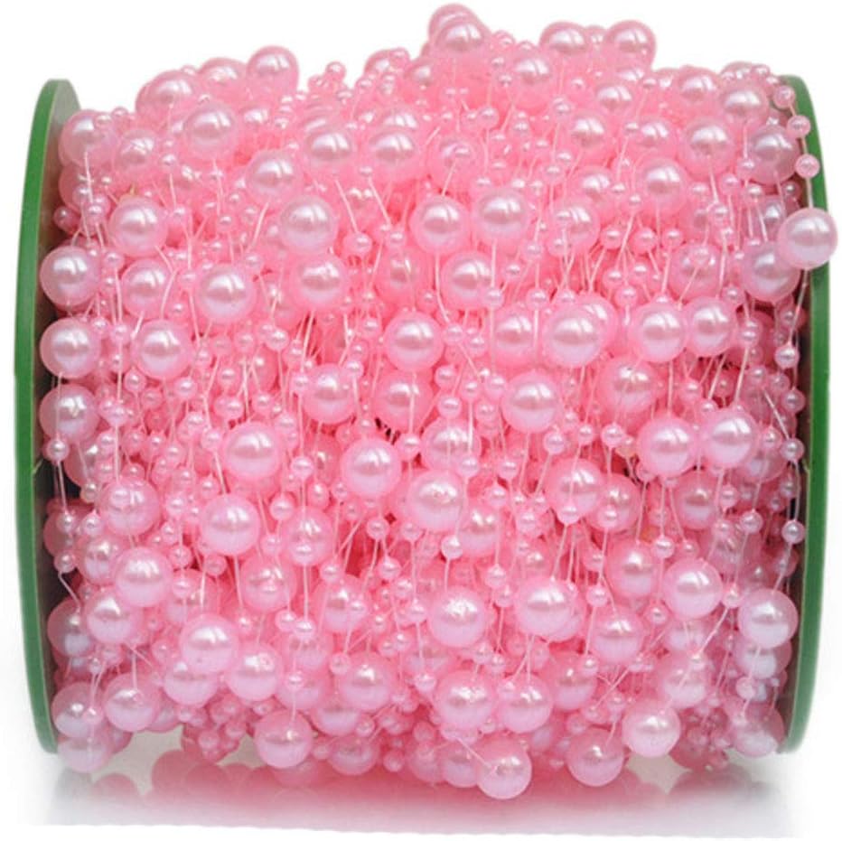 200 Feet Pearl Strands Bead Garland Pearl Beaded Trim for Bridal Bouquet Crafts Decoration & Home Decoration Pearls on String (Green)
