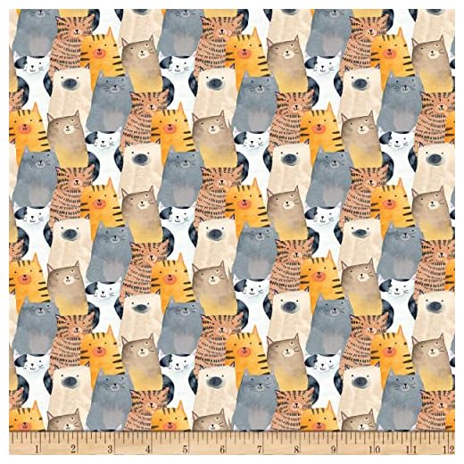 Purranoia Cat Collage Orange, Fabric by The Yard