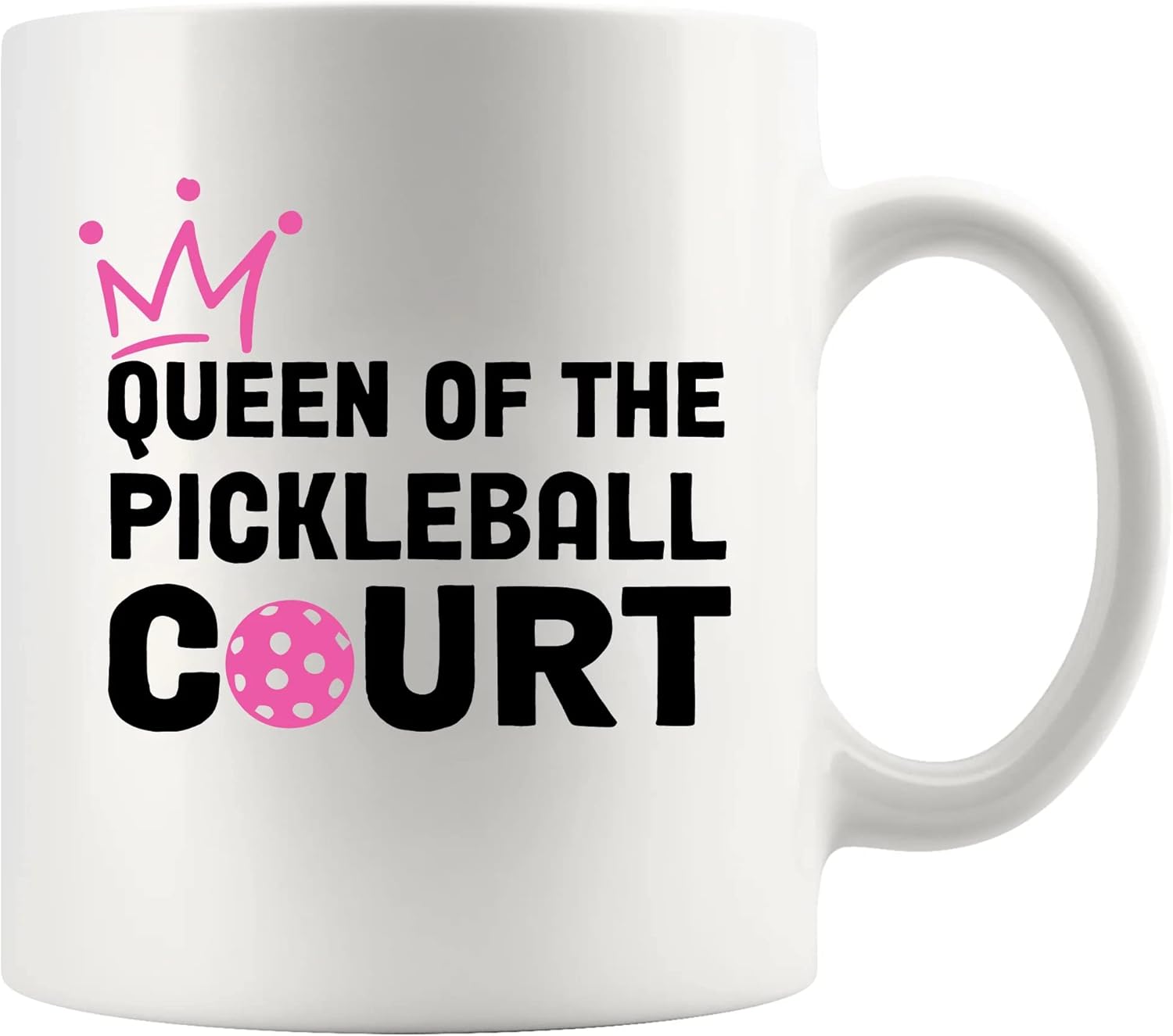 Panvola Queen of the Pickleball Court Pickleball Gifts for Women Ceramic Mug Gifts for Pickleball Lovers Coffee Cup 11 oz White Novelty Drinkware