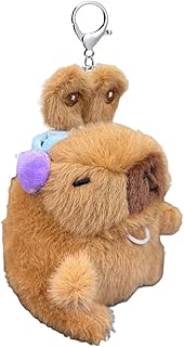 [Keyubria] キーホルダー チャーム | インタラクティブ で かわいい 財布 ペンダント,プラッシュ カピバラ キーホルダー バックパック 用 ペンダント - 若者 ティーン 夫 息子 娘 家族向け ギフト