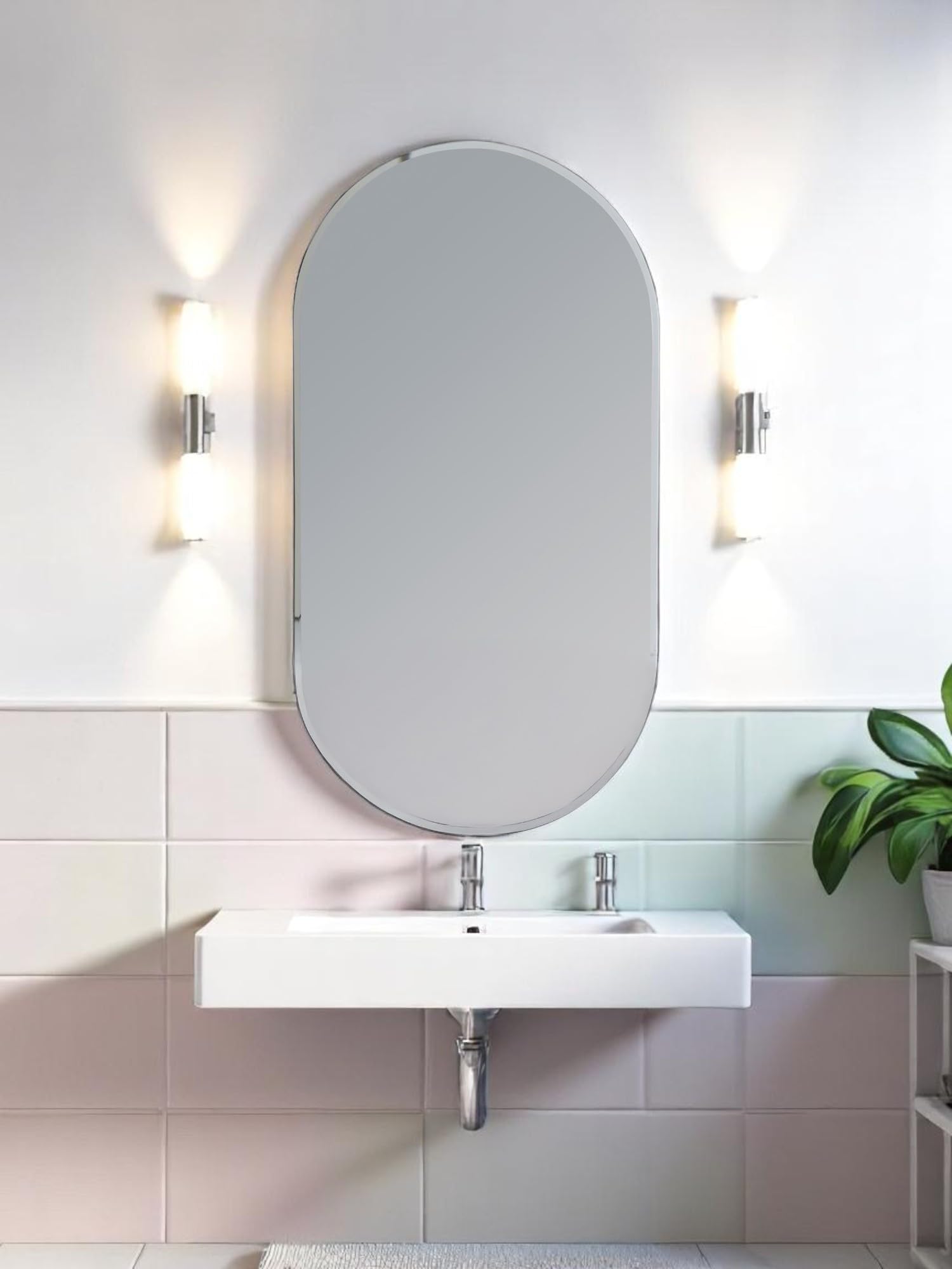Showerdrape Archway Oval Wall Mounted Frameless Bevelled Edge Bathroom Mirror 80 X 40Cm from B&Q