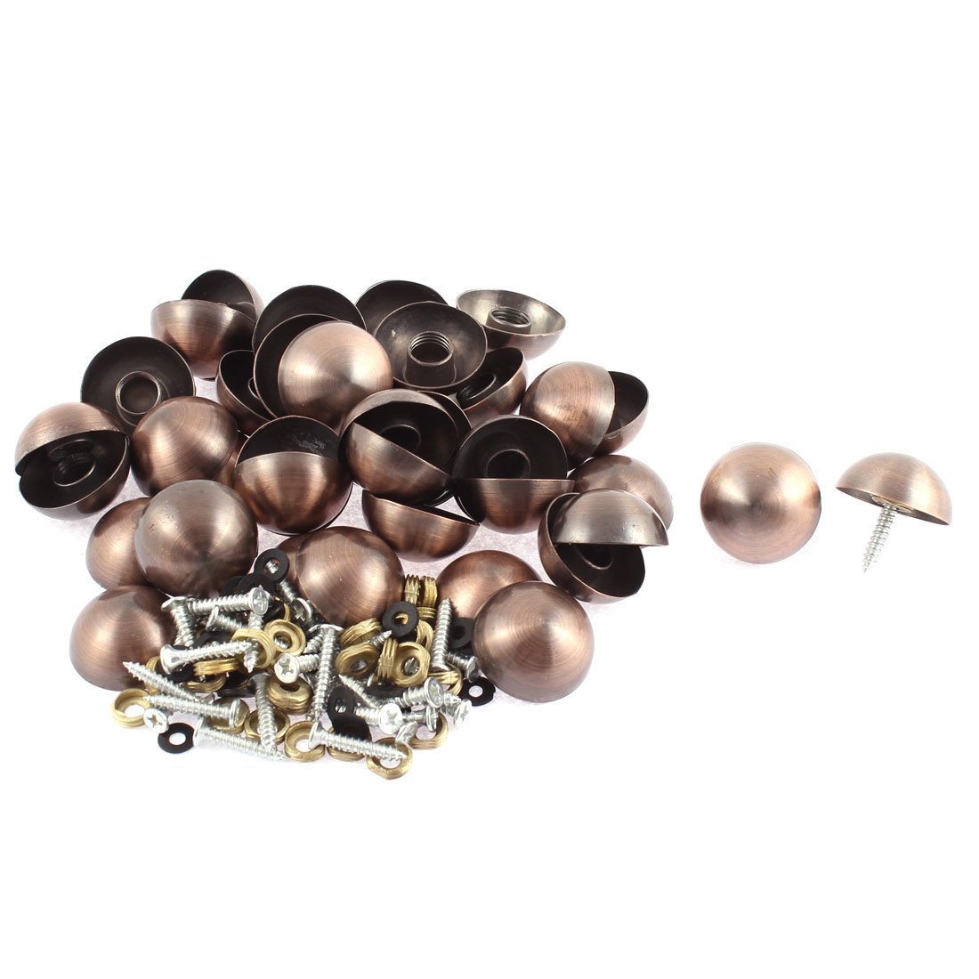 Aexit Wardrobe Door Quality Parts 27mm Diameter Semicircle Glass Mirror Screw Type Nail Decor 40pcs Model:62as624qo758