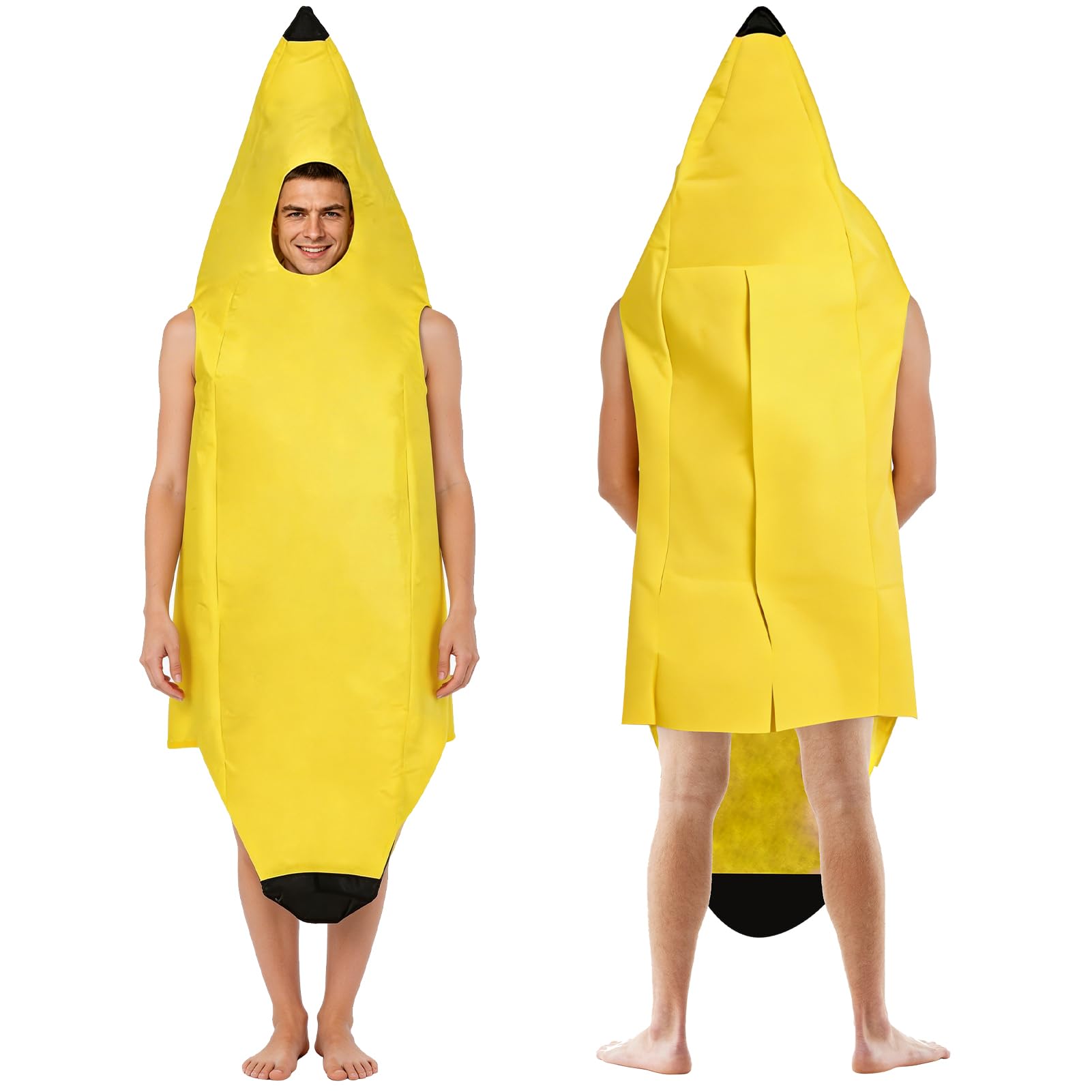 Disfraz de Plátano para Adultos Unisex Talla Única (150-170cm), Traje de Fruta Divertido y Cómodo para Fiestas Temáticas, Carnaval, Halloween, Despedidas y Cosplay, Ideal para Hombres y Mujeres