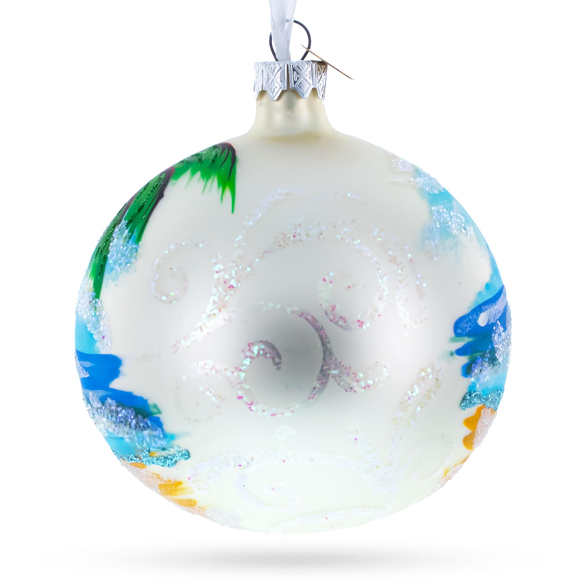 BestPysanky Boule de verre en forme de chapeau de Père Noël à la plage
