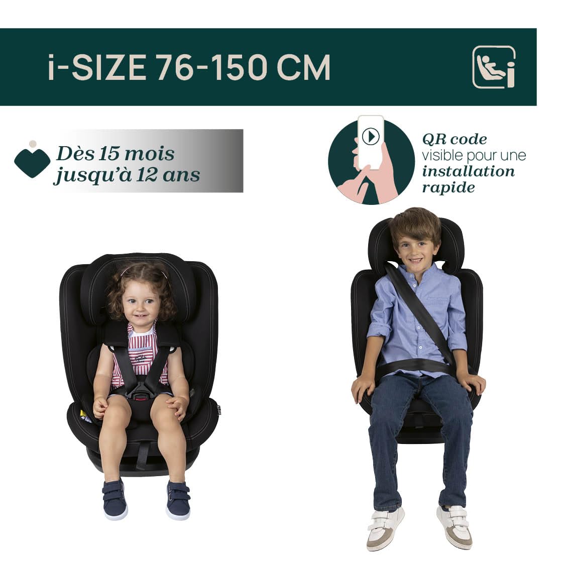 Chicco Fotelik samochodowy Mokita I-Size, z systemem ISOFIX, dla dzieci o rozmiarze od 76 do 150 cm, może być używany od 15 miesięcy, w tym reduktor