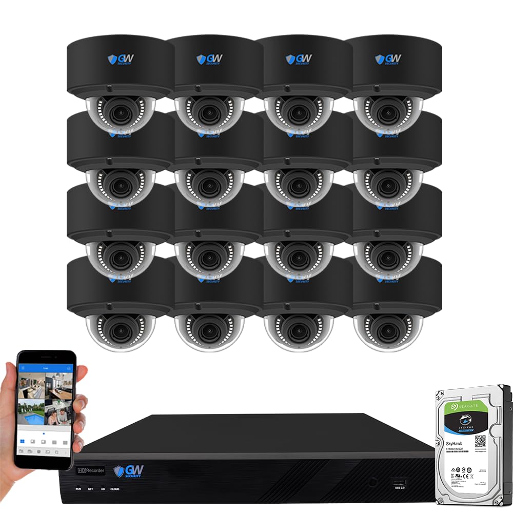 GW Security 16 Channel 6K NVR 8MP (3840x2160) IP PoE Security Camera System with 16 UHD 4K 2.7-13.5mm Motorized Zoom Face Recognition Waterproof AI