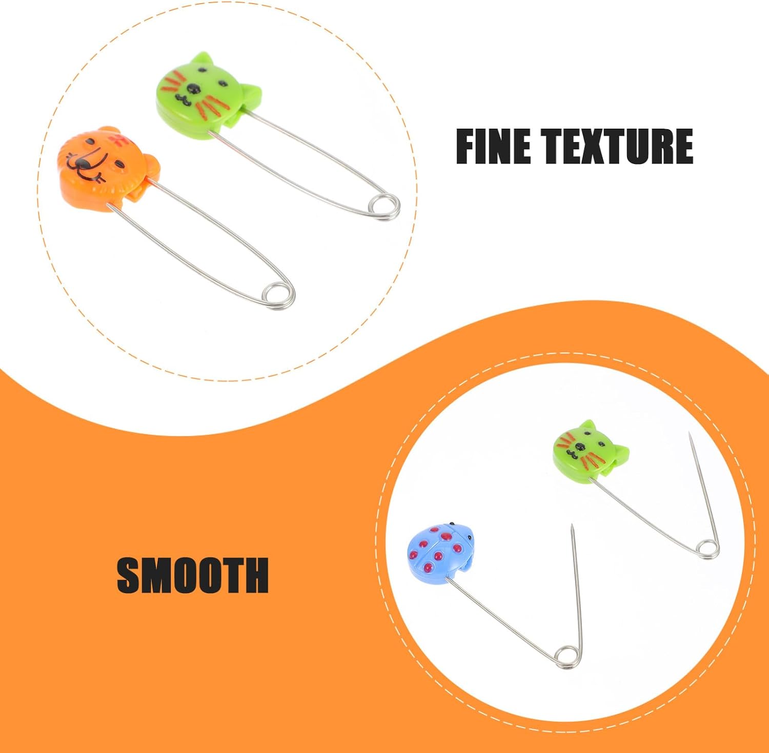30Pcs Animal Head Plastic Safety Pins Long Safety Pin for Newborns and Pets Diaper Fastener Lock Durable for Cloth Diapers and Crafts