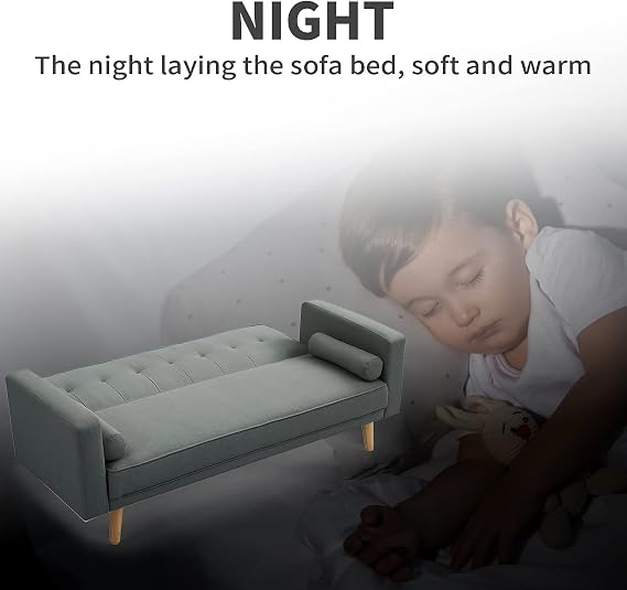 3 Seater Click Clack Sofa Bed with Detachable Armrests, Grey | 2 Matching Pillows, Fireproof Sponge, Breathable Linen Fabric Guest Bed for Living Room, Bedroom, Apartment, Home Office
