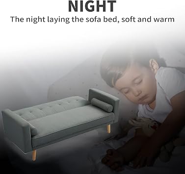 3 Seater Click Clack Sofa Bed with Detachable Armrests, Grey | 2 Matching Pillows, Fireproof Sponge, Breathable Linen Fabric Guest Bed for Living Room, Bedroom, Apartment, Home Office