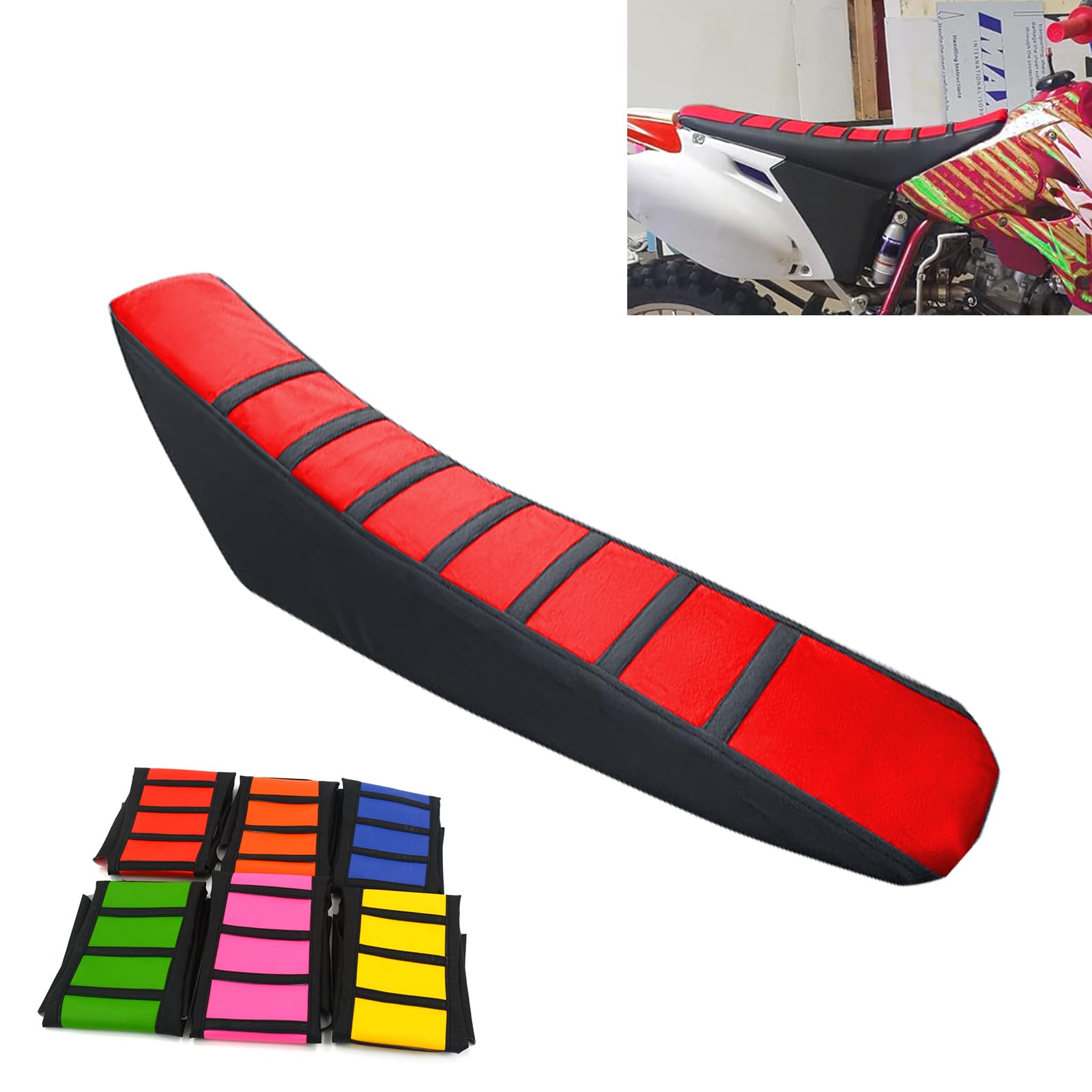 JFG RACING Red Universal Gripper Soft Seat Cover for All Bike Dirt Motorcycle