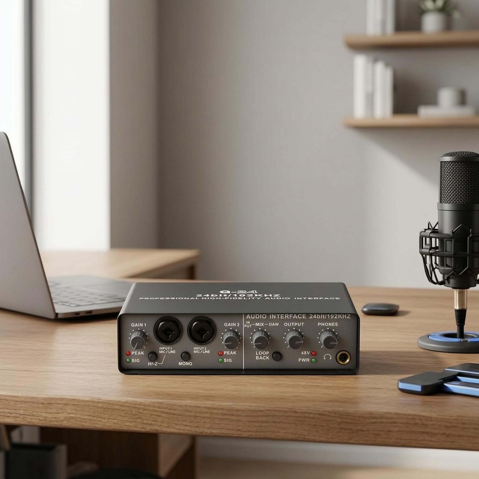Interfaccia Audio USB a Latenza Zero Scheda Audio USB Alimentazione Fantasma Dispositivo per Podcaster, Scrivania