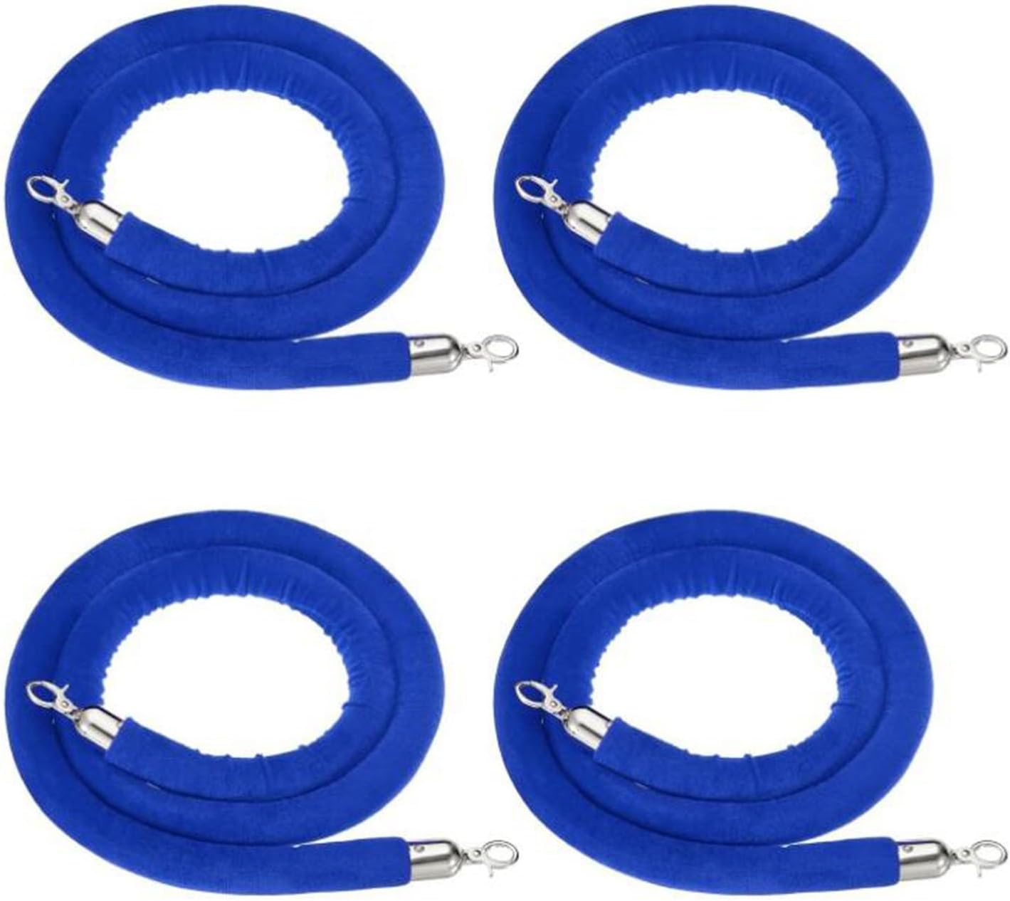 Premium Velvet Rope Barrier with Metal Hooks, 4-Pack - 71