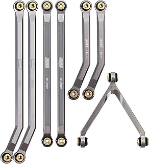INJORA CNC Aluminum Links Set High Clearance Chassis Links for 1/24 RC Crawler Car LWB 133.5mm Axial SCX24 AXI90081 Deadbolt AXI00004 B17（Grey）