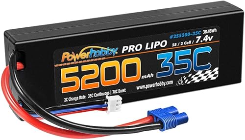 Miniatura 2 de Powerhobby 2s 7.4v 5200mah 35c Lipo batería w EC3 Plug 2-Cell