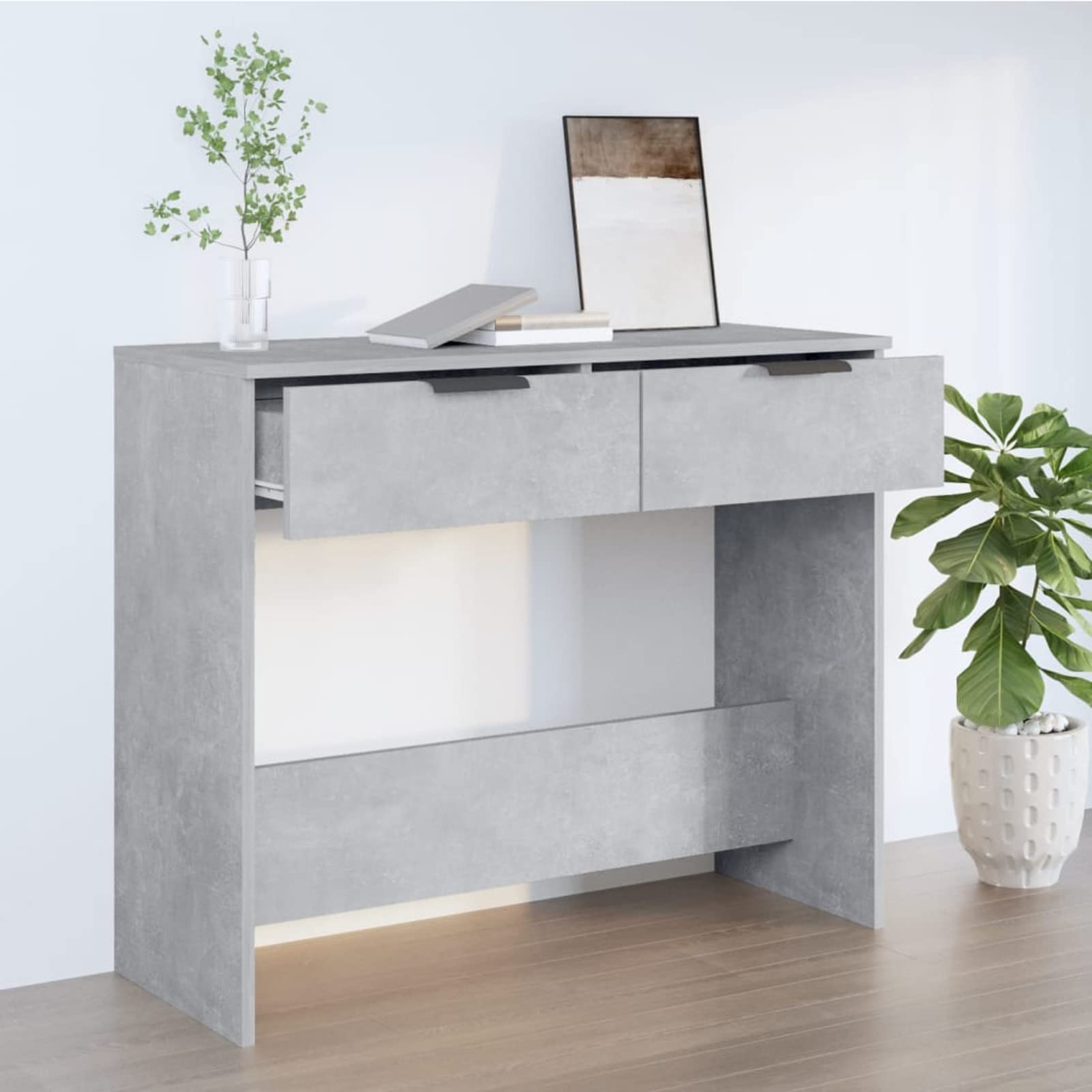 Homgoday Mesa Consola de Madera contrachapada Gris hormigón 90x36x75 cm Mesas auxiliares de salón,Mesa Consola Recibidor Mueble de Entrada Estrecha Clásica