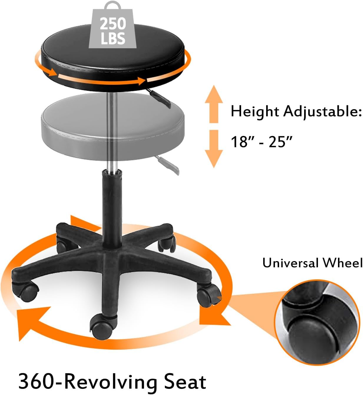 FozsKeylf Massage Table Tattoo Chair, Adjustable Facial Spa Bed with Hydraulic Stool, Professional Esthetician Bed for Salon Spa Beauty Treatment, Max Weight Capacity 300 lbs (Black)