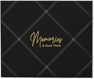 Haven Home Decor Memories French Memo Board 19x16 Black Linen Wall Hanging - Ribbon Photo Display No Pins Needed