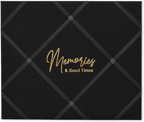 New View Gifts MEMO - Tablero de fotos francés para colgar en la pared, 19 x 16 pies, tela de lino negro, 19 x 16 x 0.6 pulgadas
