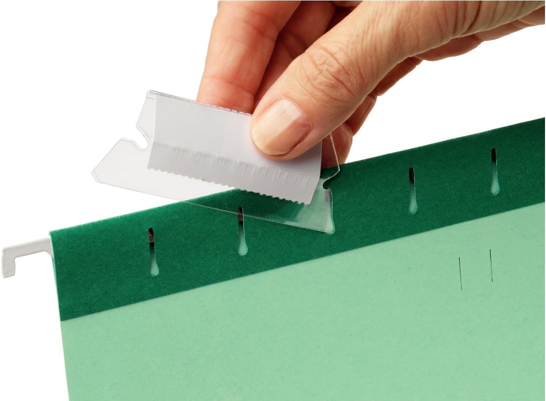 Esselte Classic Label Holders with Labels for Classic Suspension Files, 50mm,Transparent Pack of 25, 94514, White
