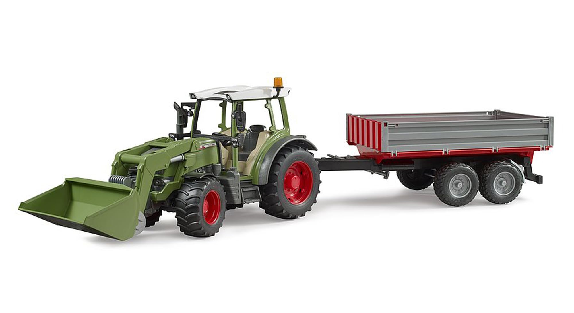 Bruder 02182 Traktor Fendt Vario 211 mit Frontlader & Bordwandanhänger – 1:16