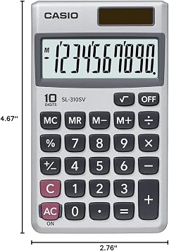 Casio SL-310SV Solar Powered Standard Function Calculator