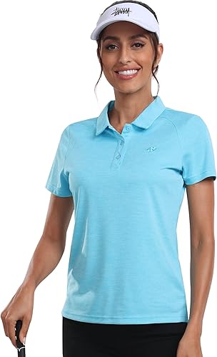 Miniatura 4 de MoFiz Camisetas polo de golf para mujer con corte en la espalda, ropa de golf floral que absorbe la humedad, camisetas de tenis con dobladillo
