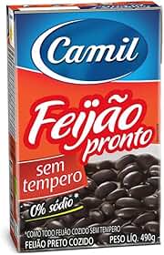 FEIJAO PRONTO PRETO sem TEMPERO Camil CX 490G