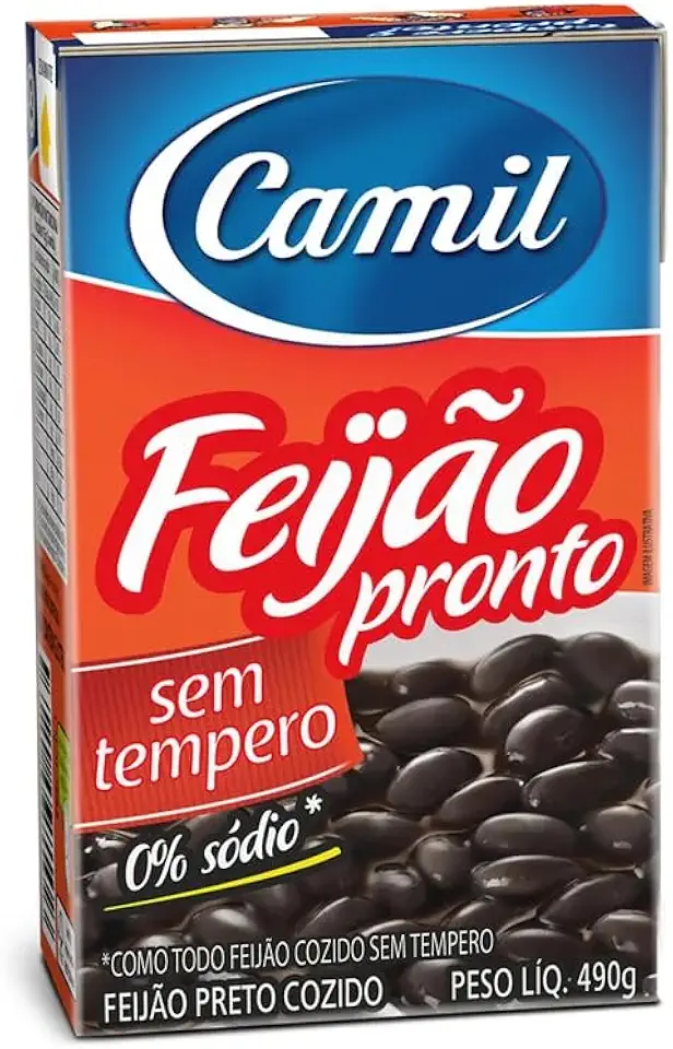 FEIJAO PRONTO PRETO sem TEMPERO Camil CX 490G
