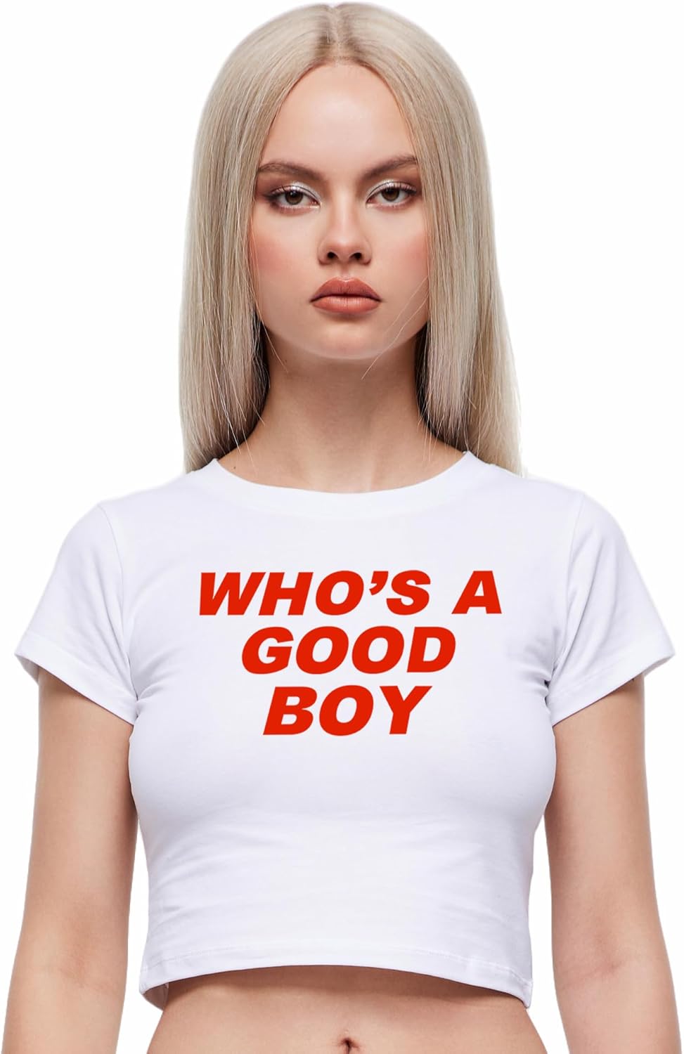 Y2K Baby Tees for Women - Who's A Good Boy Funny Short Sleeve Crew Neck Crop Tops Going Out Top T-Shirt