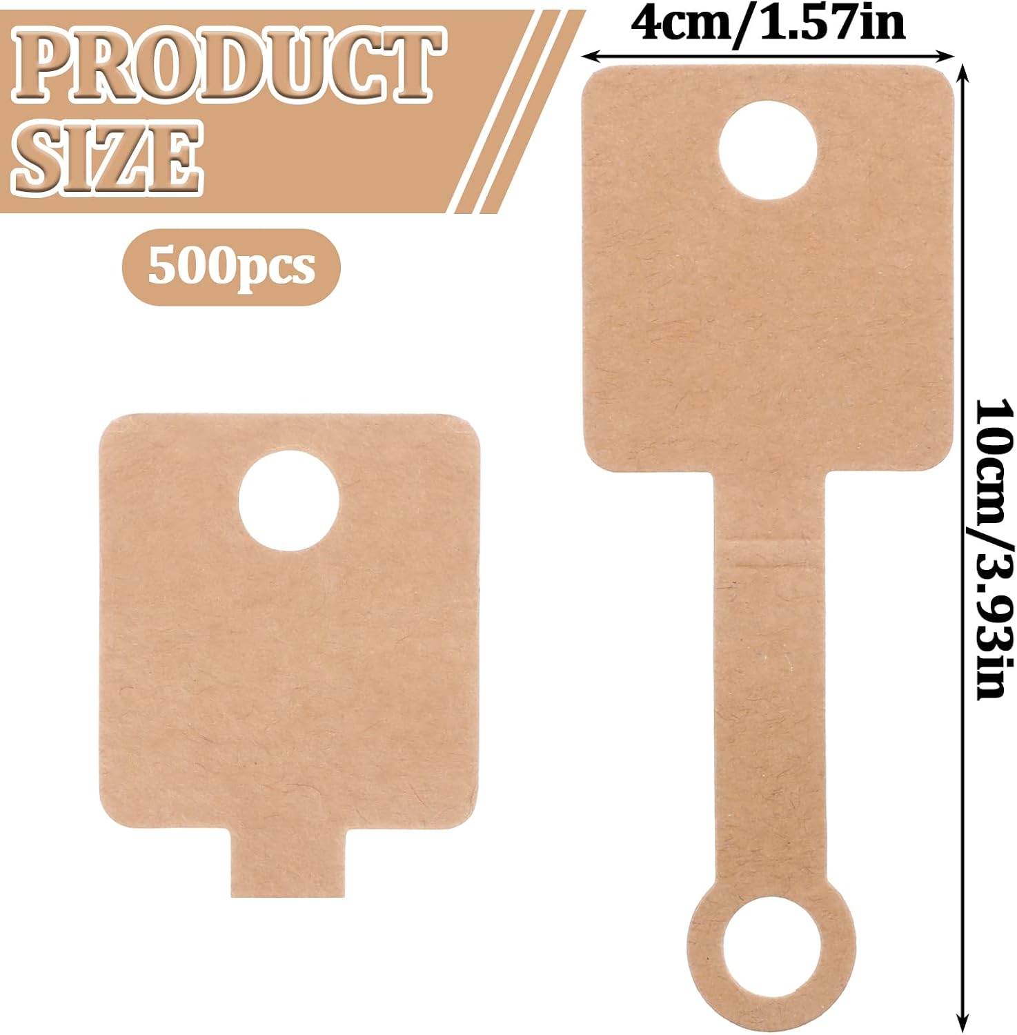 500 Pcs Self Adhesive Bracelet Display Cards, Necklace Cards for Selling Jewelry, Hanging Bracelet Packaging Cards, for Keychain, Earring, Necklace, Hairband and Scrunchies, 3.93 X 1.57 Inches(Brown)