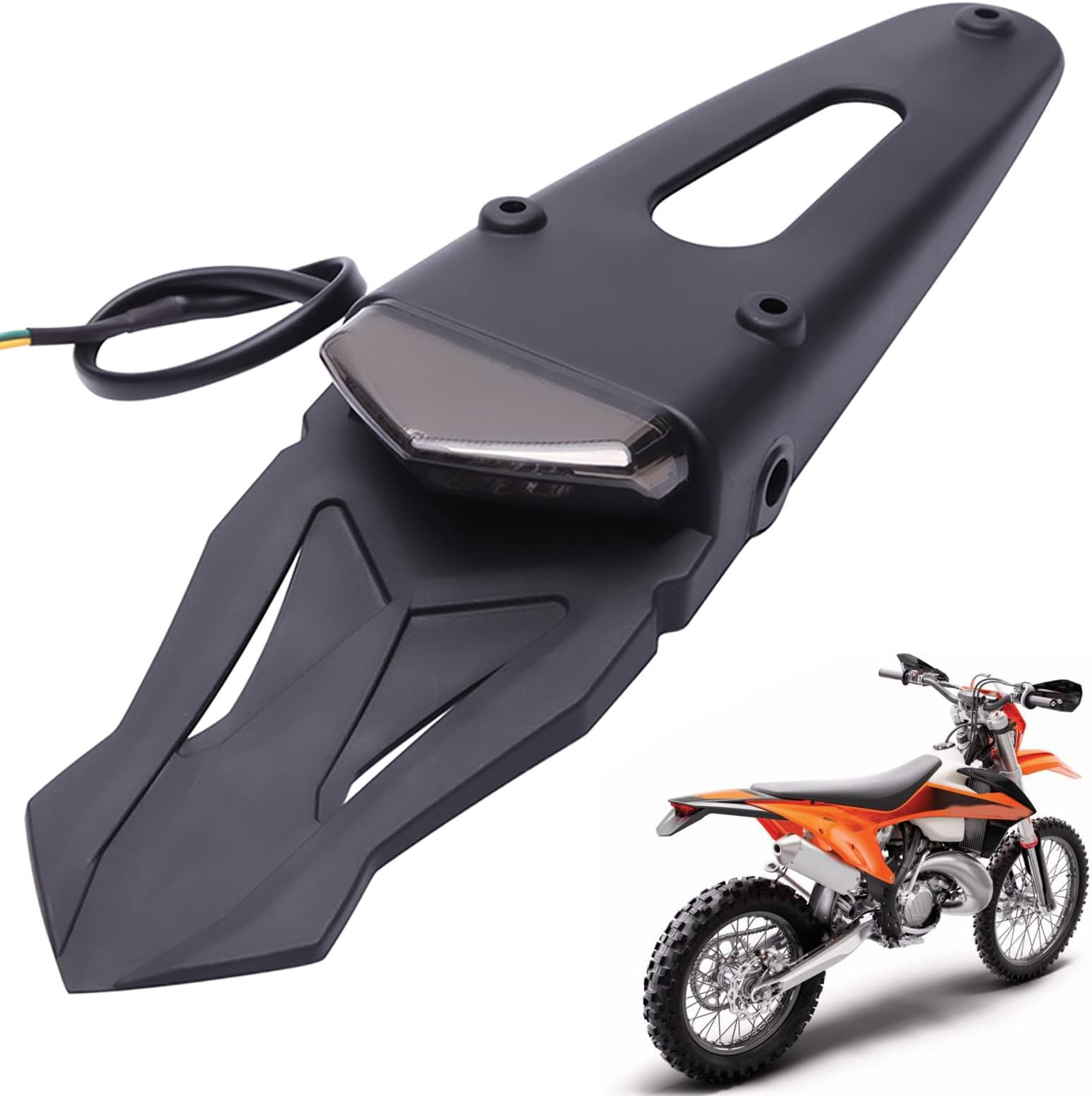 Rear Fender Mount Red LED Tail Light Brake Lamp Turn Signals License Plate Light for Custom Off-Road Motorcycle Dirt Bike (Smoke#1)