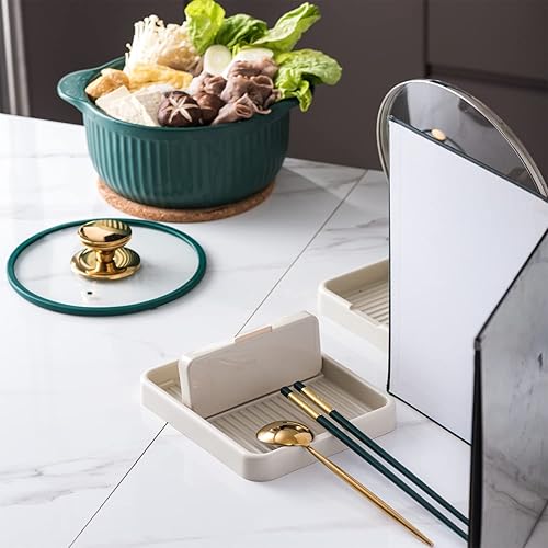 Miniatura 8 de 2 soportes para cucharas con soporte para tapa para estufa, cucharón de cocina, cucharón de cocina, tapa de olla para encimera de cocina, soporte de