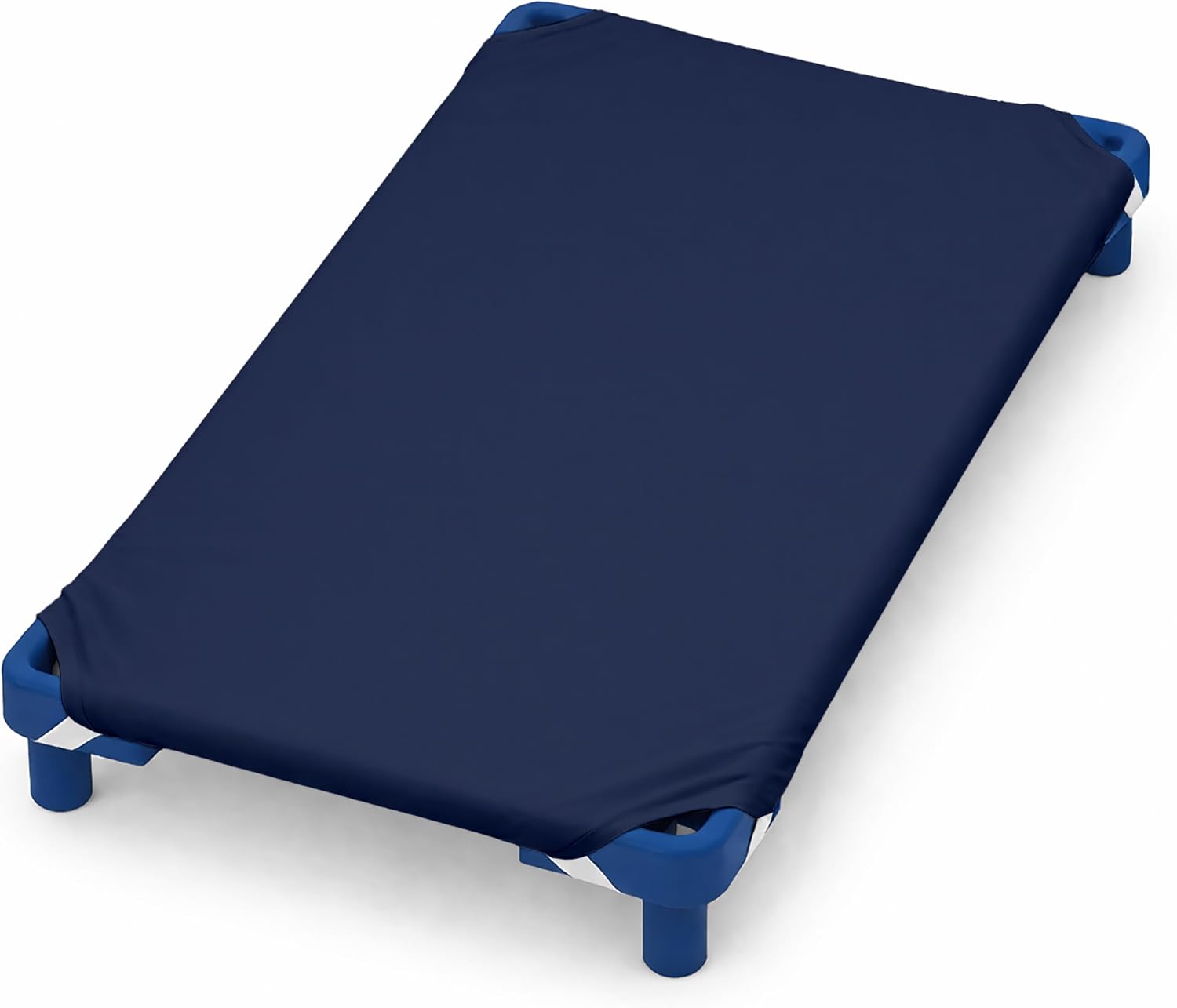 Pack of 12 Cot Sheet for Daycare Preschool Cot Bed -Polyblend Fabric with Corner Elastic Cots Sheets Fits On 22" X 52" Inches Size Toddler and Preschool Daycare Cot Navy Blue 22 X 52 Size