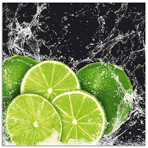 ARTland Spritzschutz Küchenrückwand aus Alu für Küche Herd Spüle 60x60 cm (BxH) mit Motiv Essen Obst Früchte Limette Eiswasser Modern Dunkel H9KL