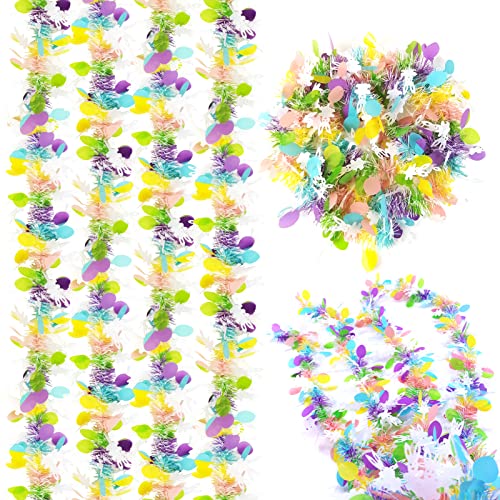 Cieovo 4 Stück Osterhasen-Girlanden, metallisch, glitzernd, Osterhasen, gemischte Farben, dicke Girlanden, metallisches Lametta, glitzernde Girlande, hängende Dekorationen für Osterparty-Dekoration Cover